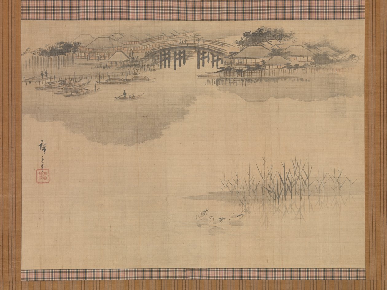 Imado-bron vid foten av berget Matsuchi av Utagawa Hiroshige