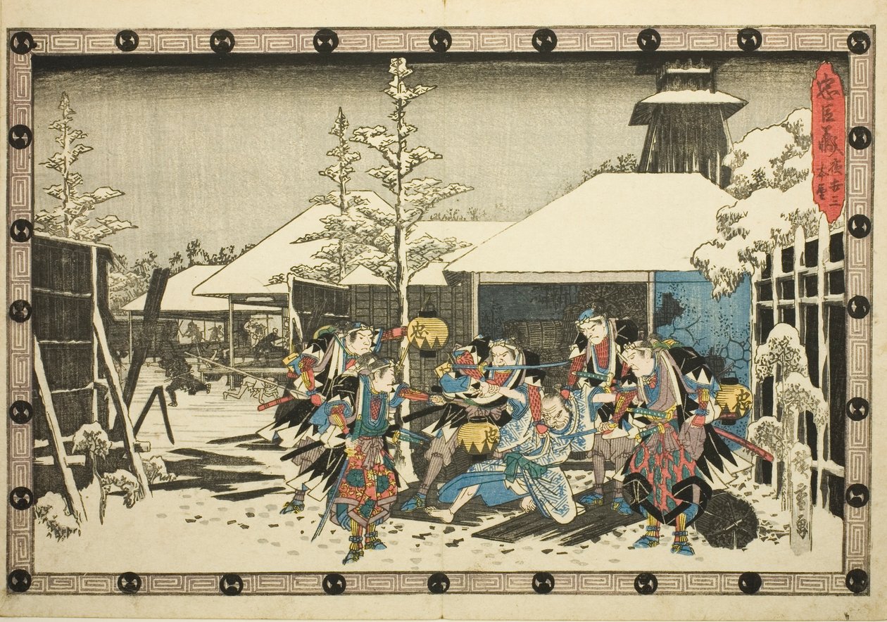 The Night Attack, del 3: Mission Accomplished (Youchi san, honmo), från serien "The Revenge of the Loyal Retainers (Chushingura)" av Utagawa Hiroshige