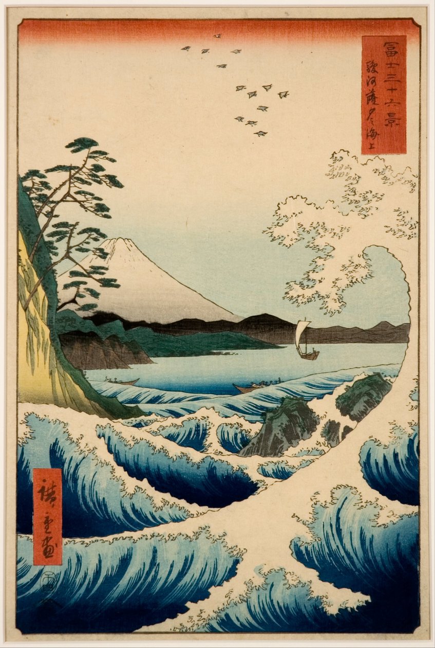Havet vid Satta, Suruga-provinsen, från serien Thirty-six Views of Mount Fuji av Utagawa Hiroshige