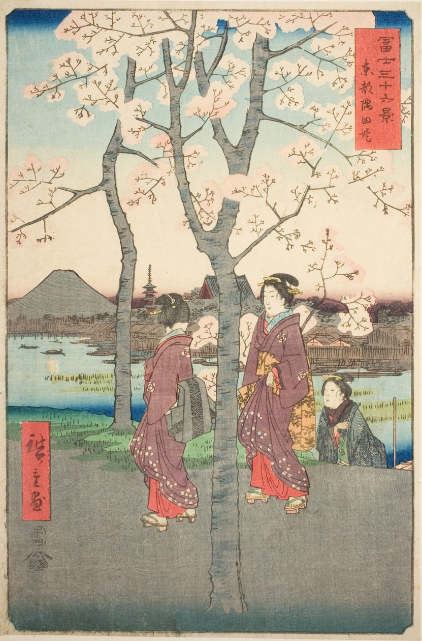 Sumida-vallen i den östra huvudstaden (Toto Sumida zutsumi), från serien "Trettiosex utsikter över berget Fuji (Fuji sanjurokkei)" av Utagawa Hiroshige
