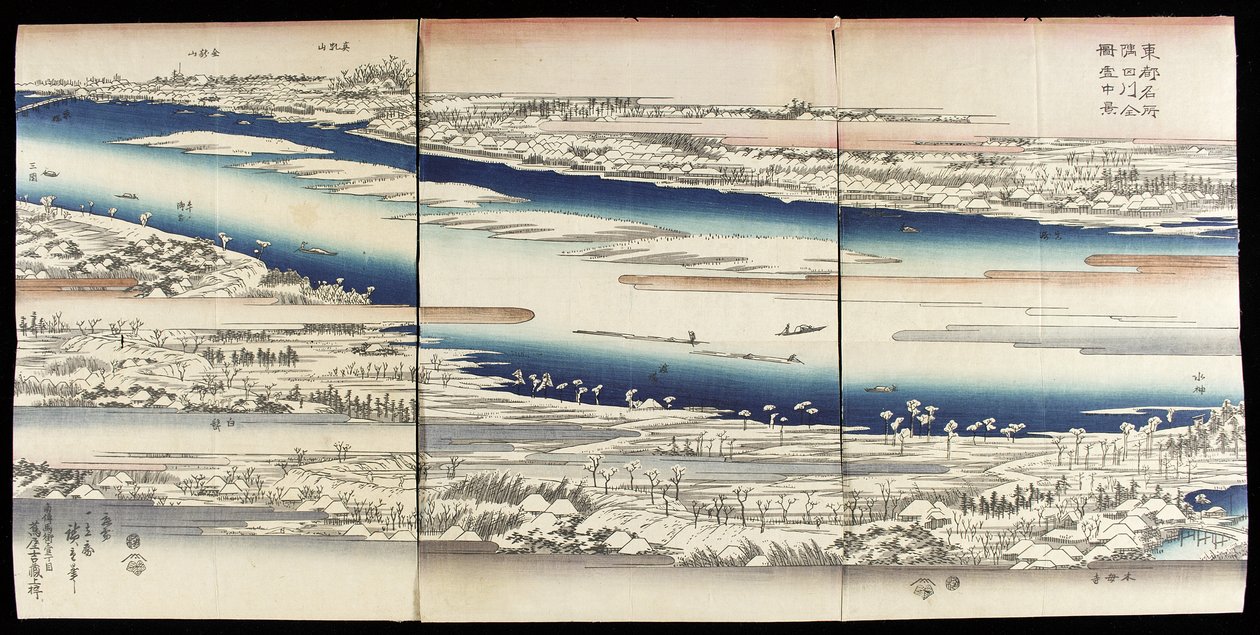 Sumidafloden i snö av Utagawa Hiroshige
