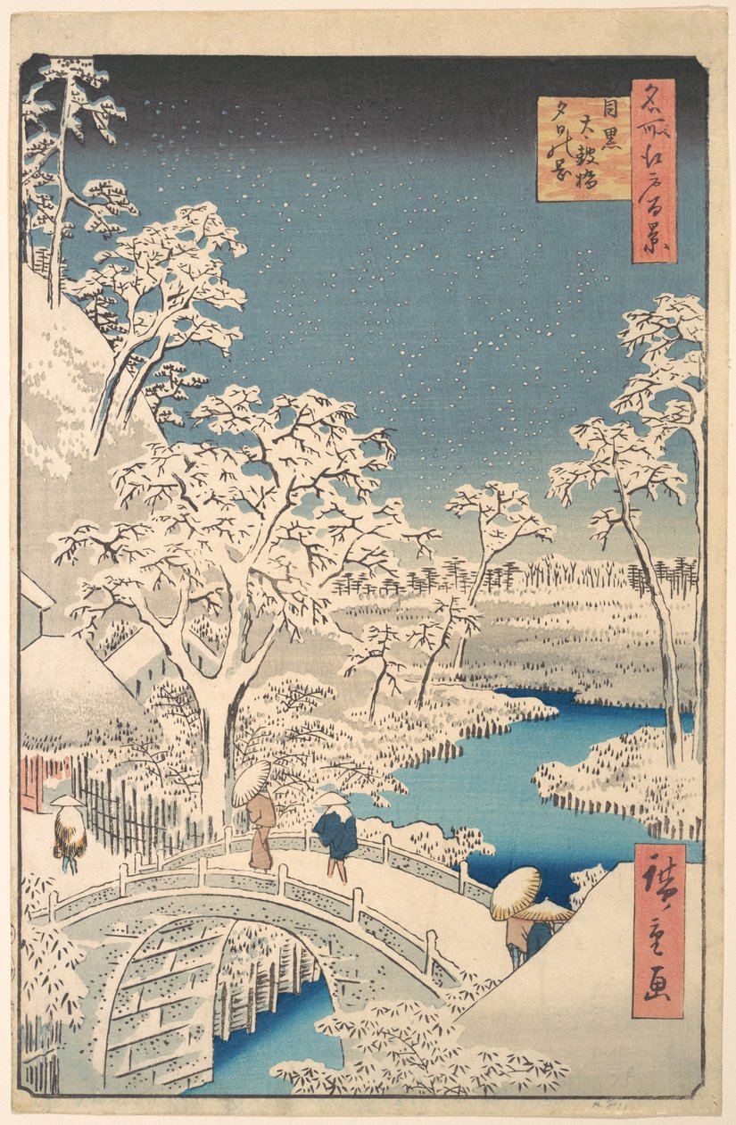 Taiko-trumbron och Yuhi-kullen vid Meguro av Utagawa Hiroshige