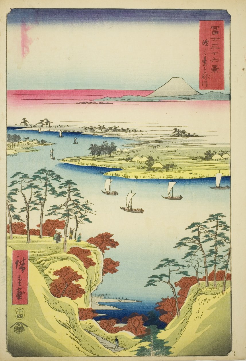 The Tone River at Konodai (Konodai Tonegawa), från serien "Thirty-six Views of Mount Fuji (Fuji sanjurokkei)" av Utagawa Hiroshige