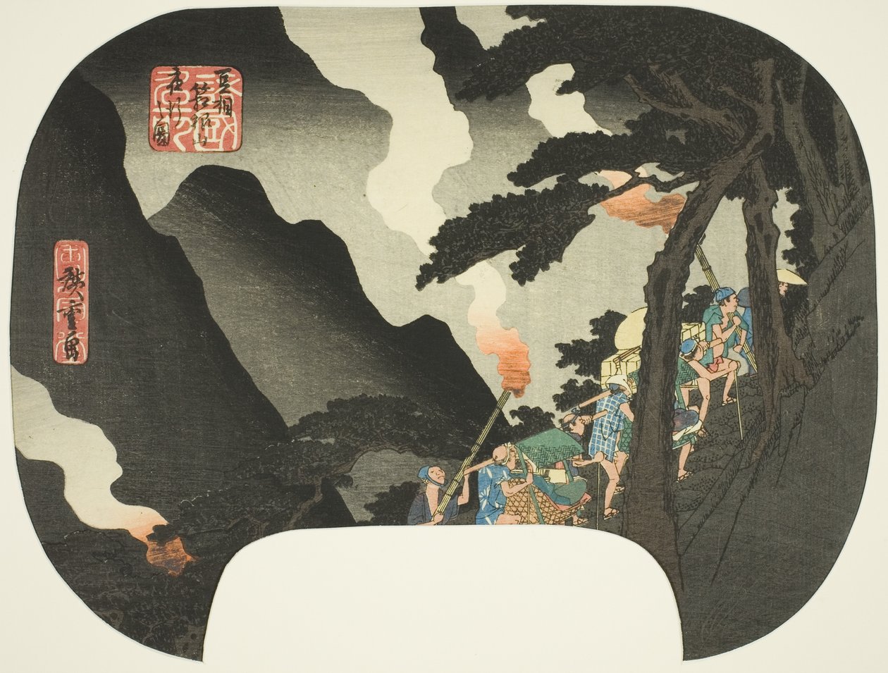 Att resa på natten i Hakone-bergen på gränsen mellan Izu- och Sagamiprovinserna (Zuso Hakone-yama yako no zu), från serien "Kända platser i de olika provinserna (Shokoku meisho)" av Utagawa Hiroshige
