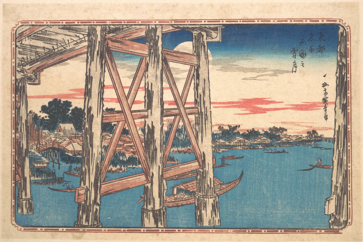 Skymningsmånen vid Ryōgoku-bron av Utagawa Hiroshige