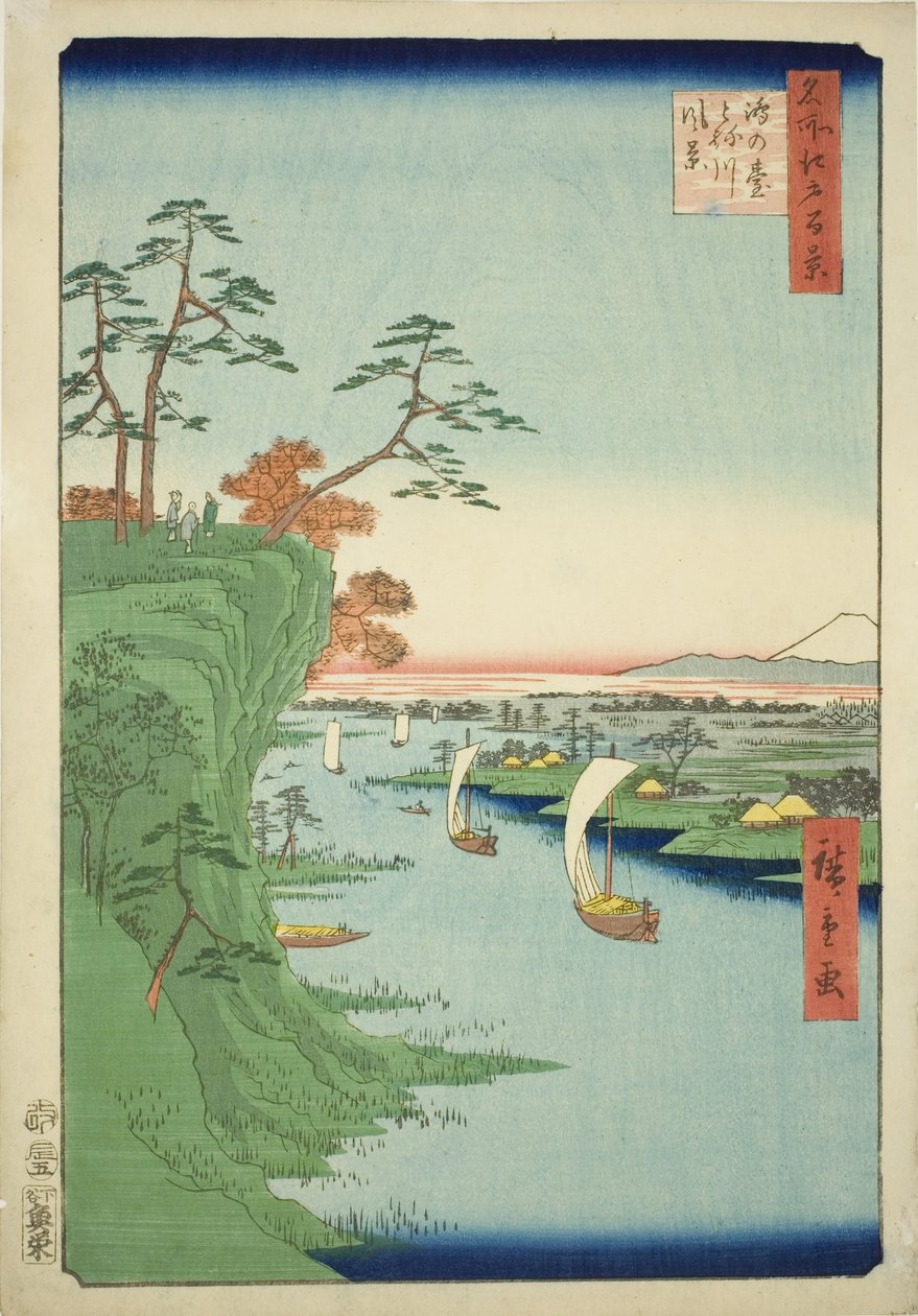 Vy över puderplan d te och Neri ver (denna Otonegawa-prefekturpolis), från serien "Ridge d re d fa net s viewes of Edo (Hundra berömda vyer av Edo)" av Utagawa Hiroshige