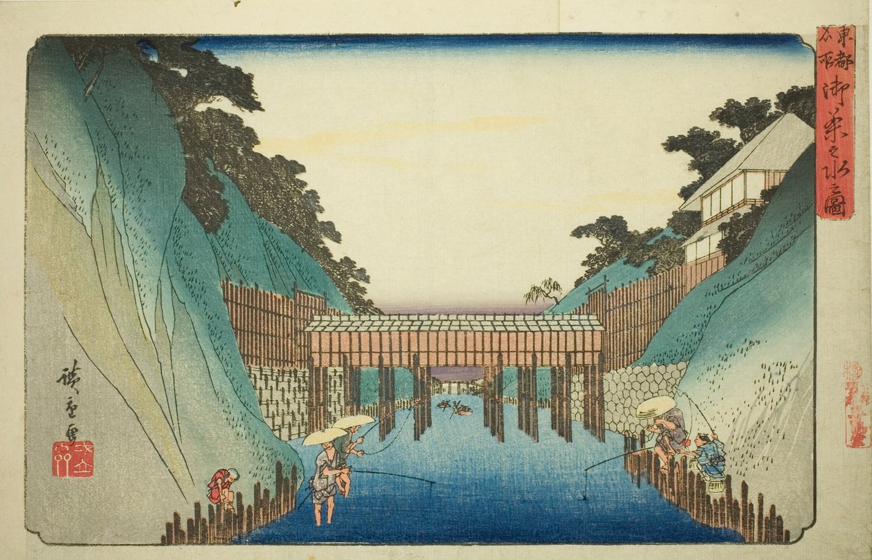 Vy över Ochanomizu (Ochanomizu no zu), från serien "Famous Places in the Eastern Capital (Toto meisho)" av Utagawa Hiroshige