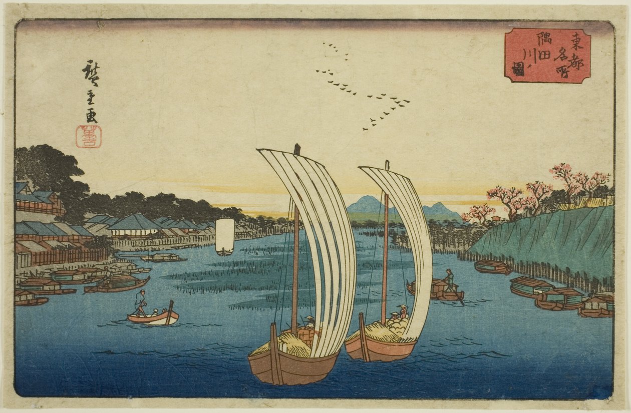 Utsikt över floden Sumida (Sumidagawa no zu), från serien "Kända platser i den östra huvudstaden (Toto meisho)" av Utagawa Hiroshige
