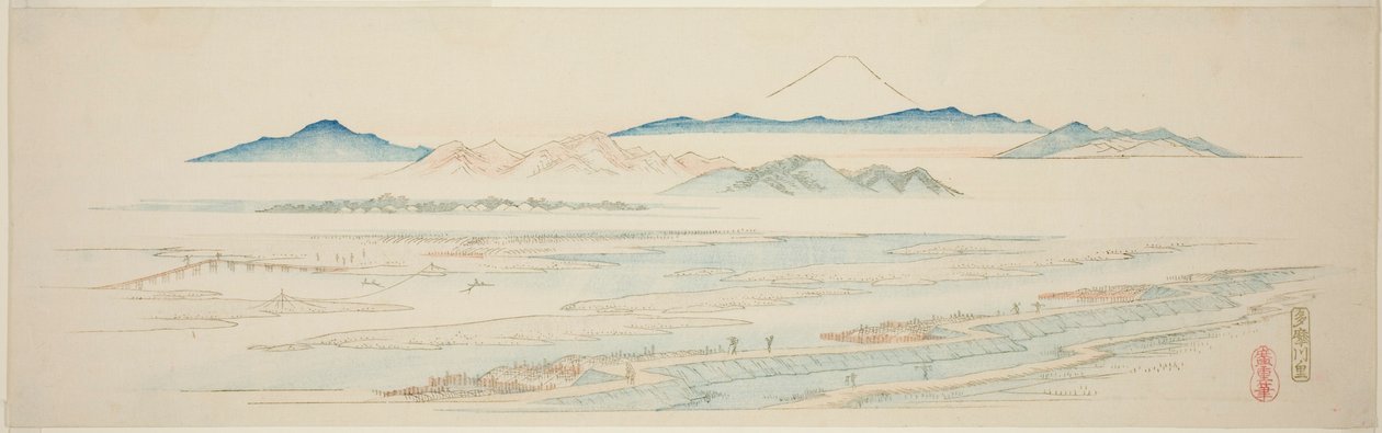 Village of Tamagawa (Tamagawa no sato), från en namnlös serie berömda vyer över Edo-förorterna av Utagawa Hiroshige