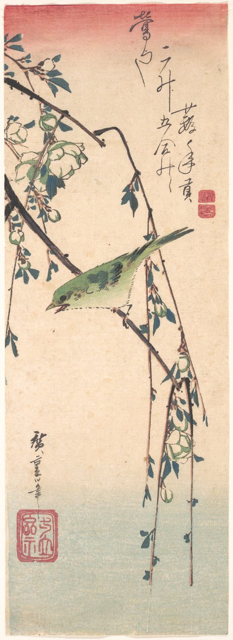 Sångare på en plommongren av Utagawa Hiroshige