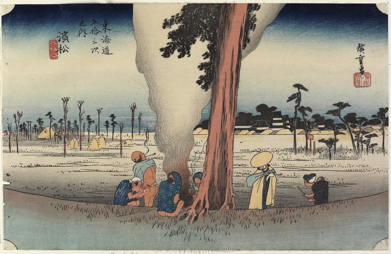 Vinterscen, Hamamatsu, ca. 1833 av Utagawa Hiroshige