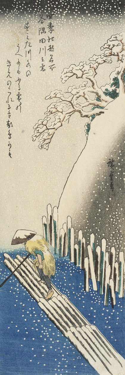 Vinter: Sumidafloden i snö av Utagawa Hiroshige