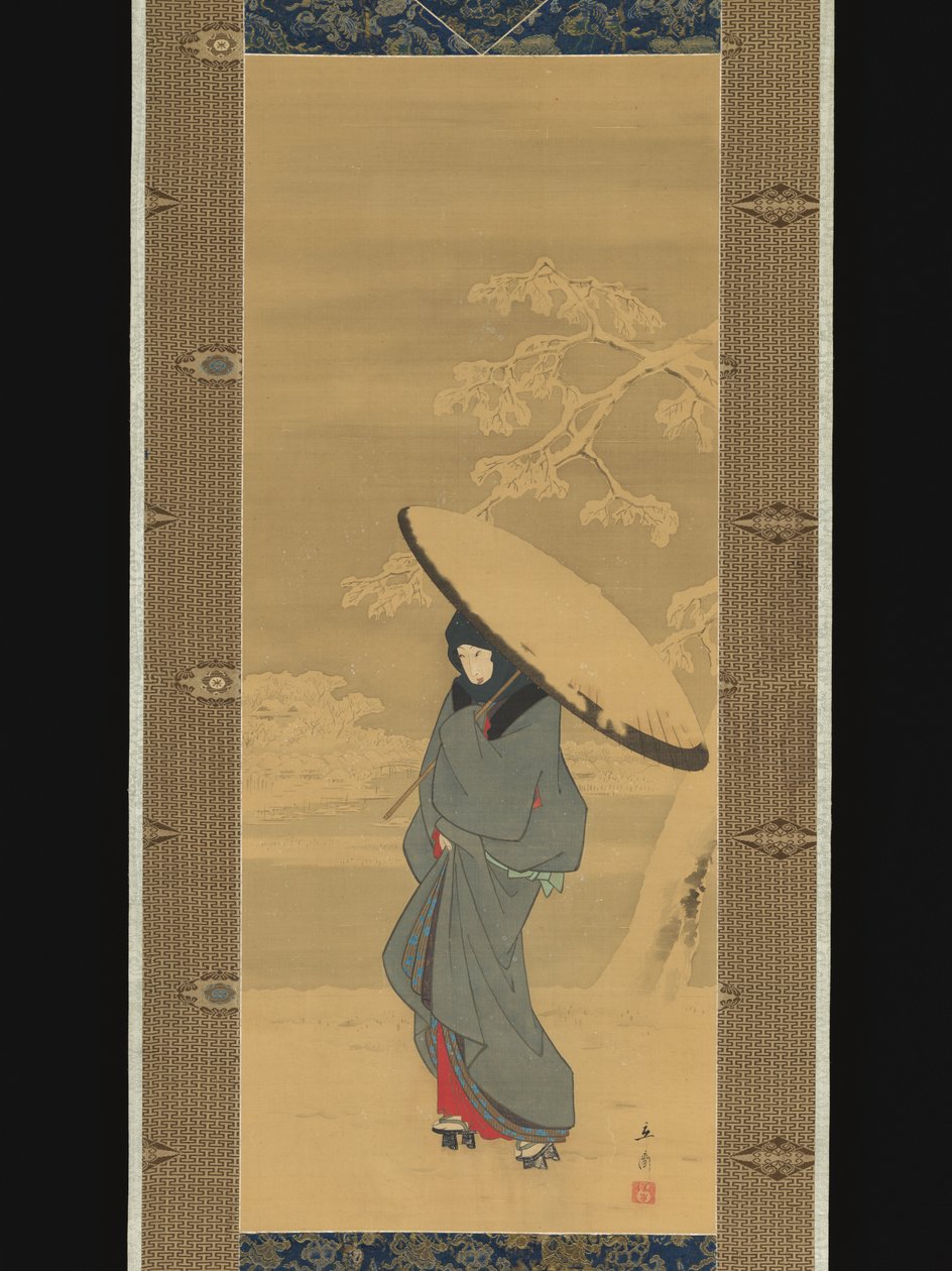 Kvinna som går i snön av Utagawa Hiroshige