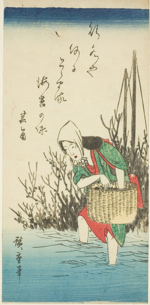 Kvinna som samlar tång av Utagawa Hiroshige
