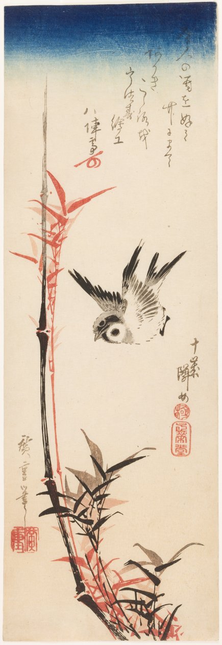 Spurven och bambun av Utagawa Hiroshige