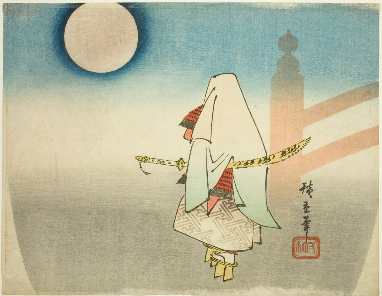 Yoshitsune Light ts Benkei At Ömsesidig hjälp B anledning av Utagawa Hiroshige