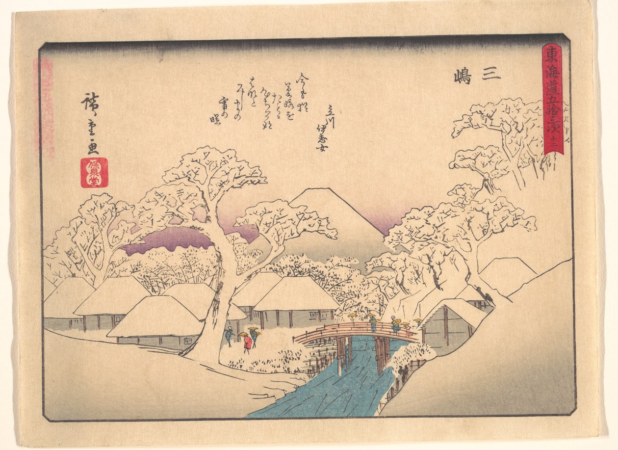 De femtiotre stationerna längs Tōkaidō - Mishima av Utagawa Hiroshige