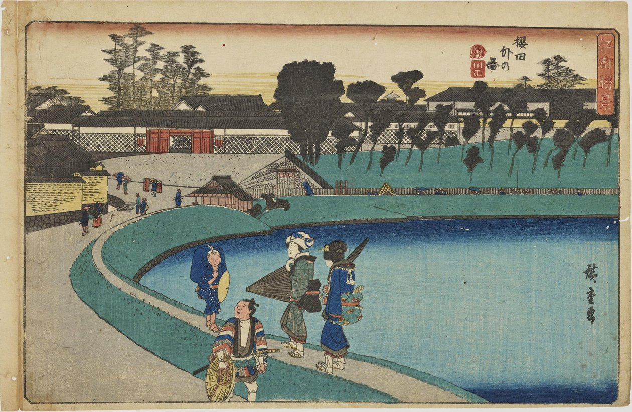 ”Utanför Sakurada-porten” ur serien ”Enastående vyer över Edo” av Utagawa Hiroshige