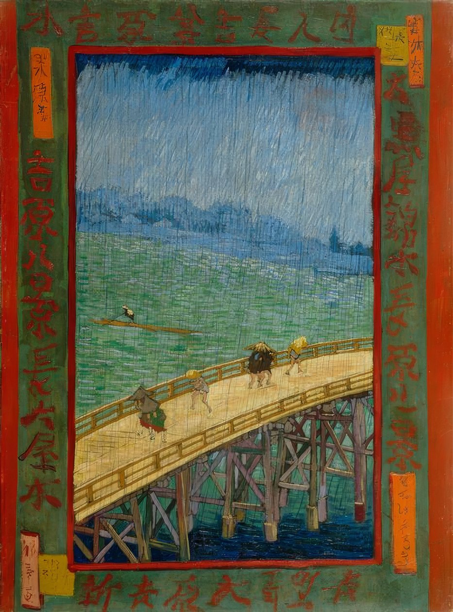 van Gogh till Hiroshige, bro i regnet av Utagawa Hiroshige