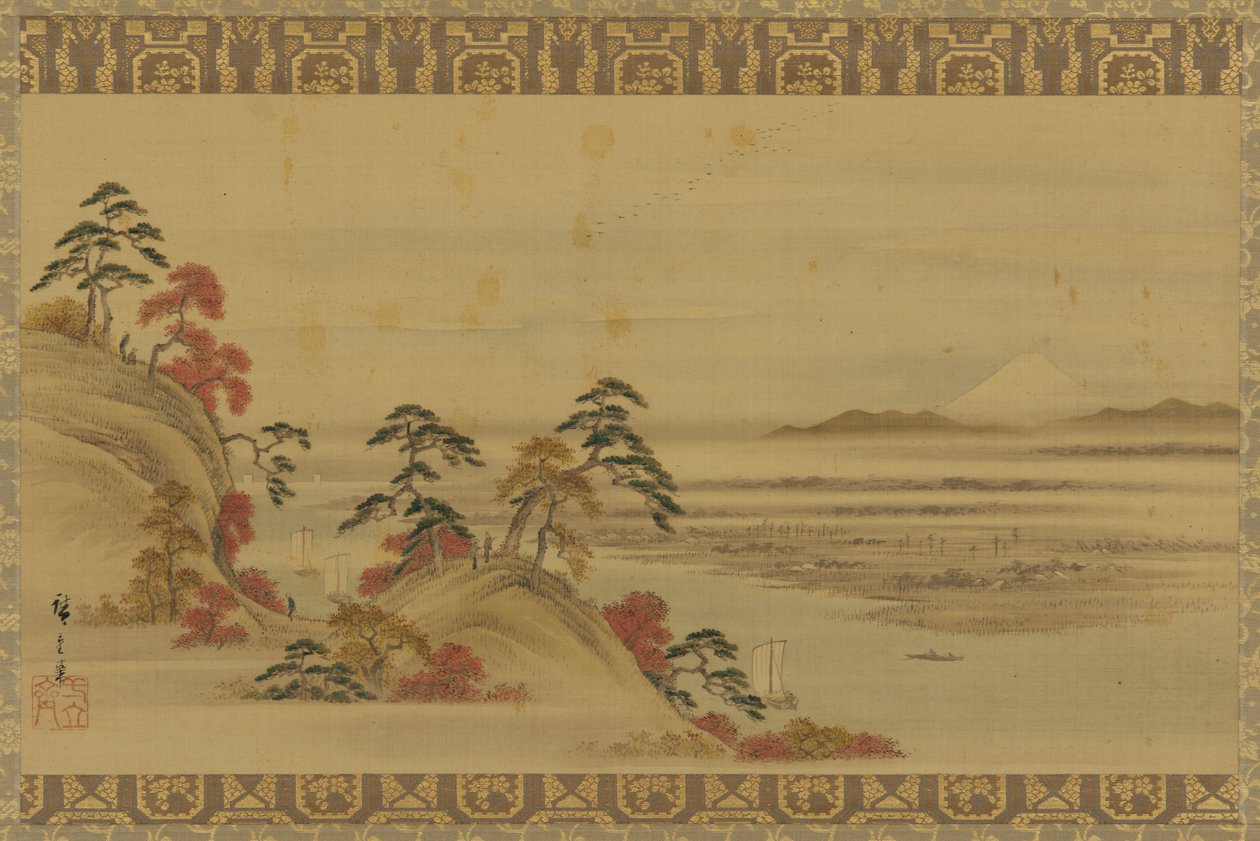 Flodlandskap: rött löv och berget Fuji, Edo-perioden, mitten av 1800-talet. av Utagawa Hiroshige II