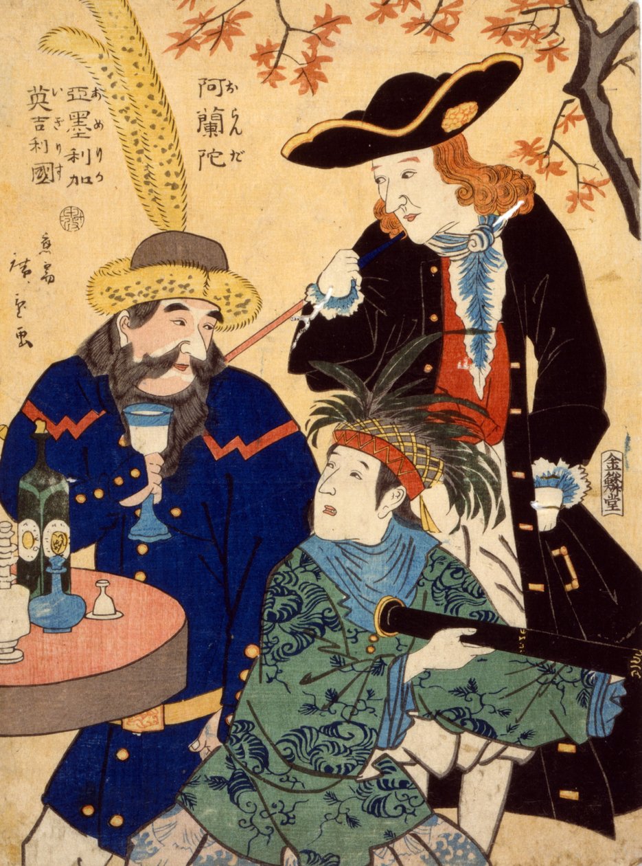 Nederländerna, USA, Storbritannien, 1860 av Utagawa II Hiroshige