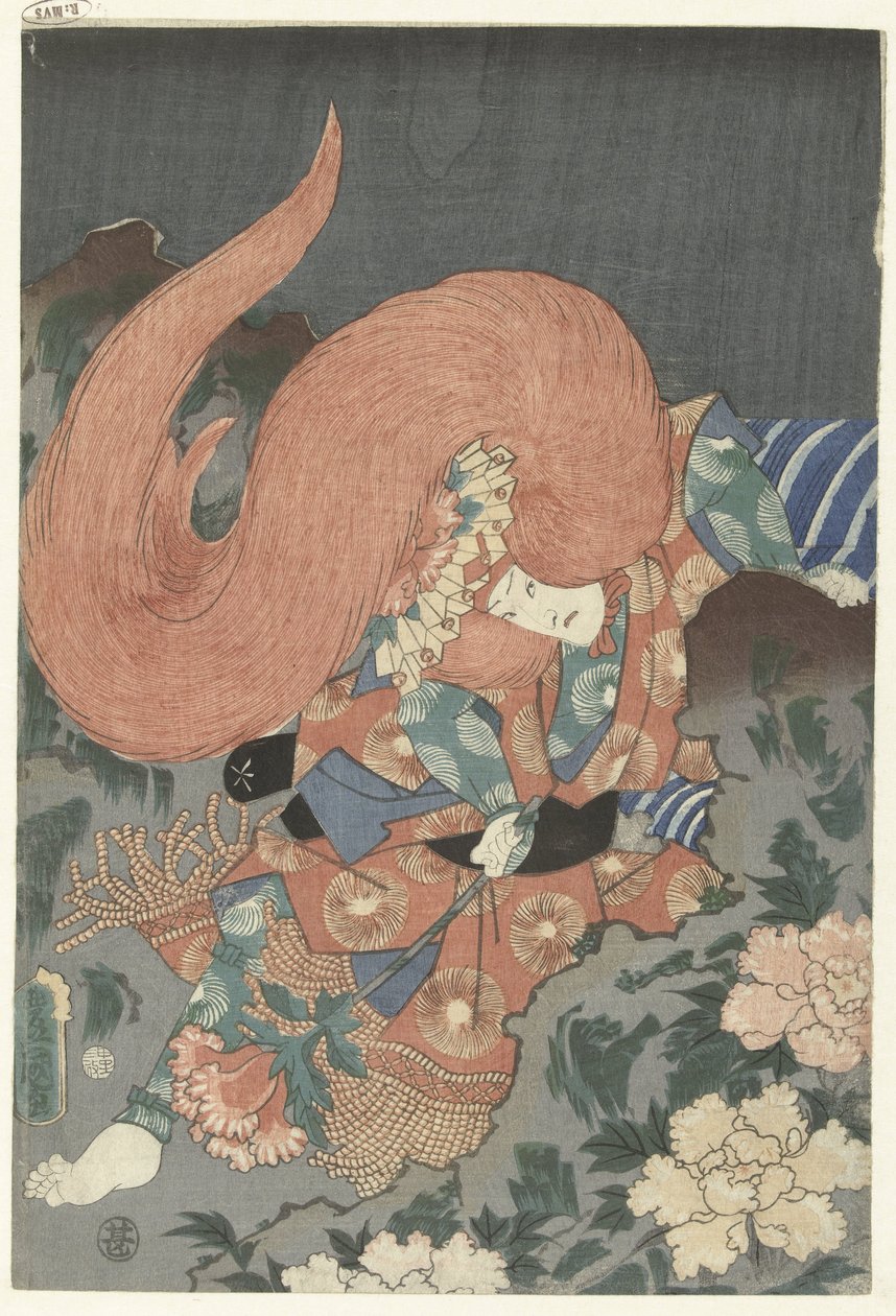 Skådespelare som lejondansare av Utagawa Kunisada (I)