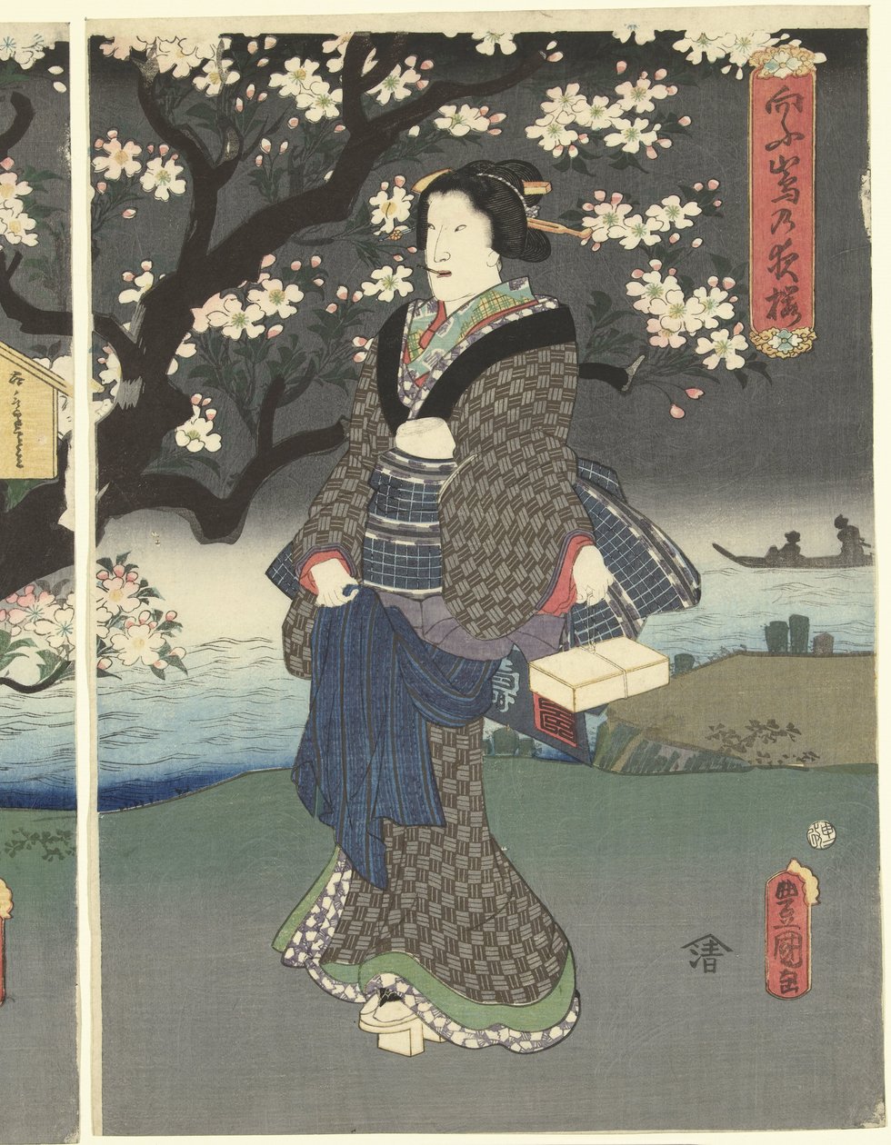 Kvällspromenad längs floden av Utagawa Kunisada (I)