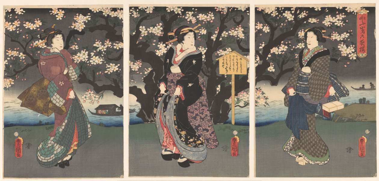 Kvällspromenad längs floden av Utagawa Kunisada (I)