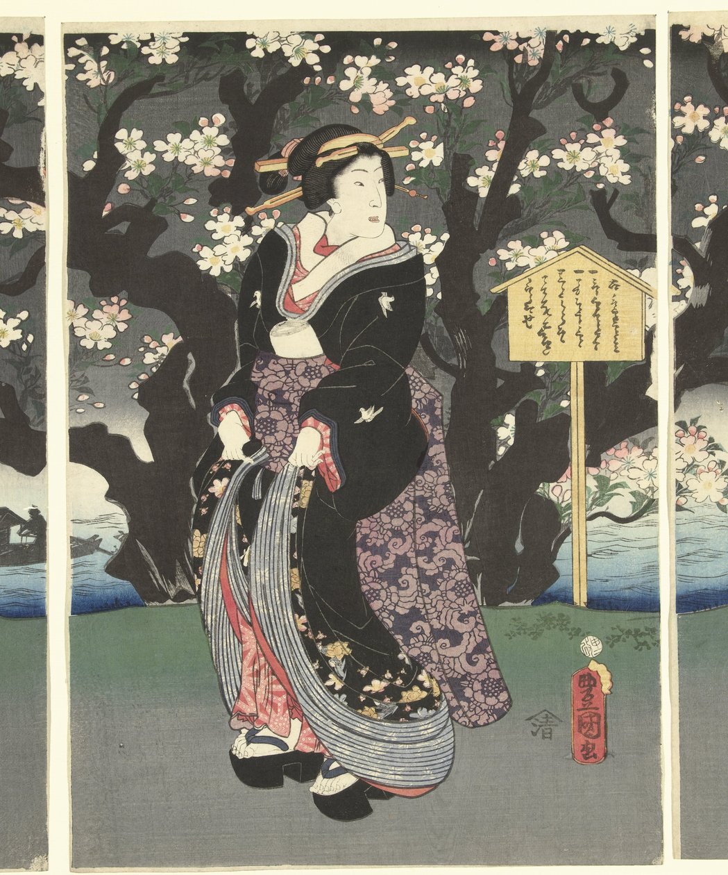 Kvällspromenad längs floden av Utagawa Kunisada (I)