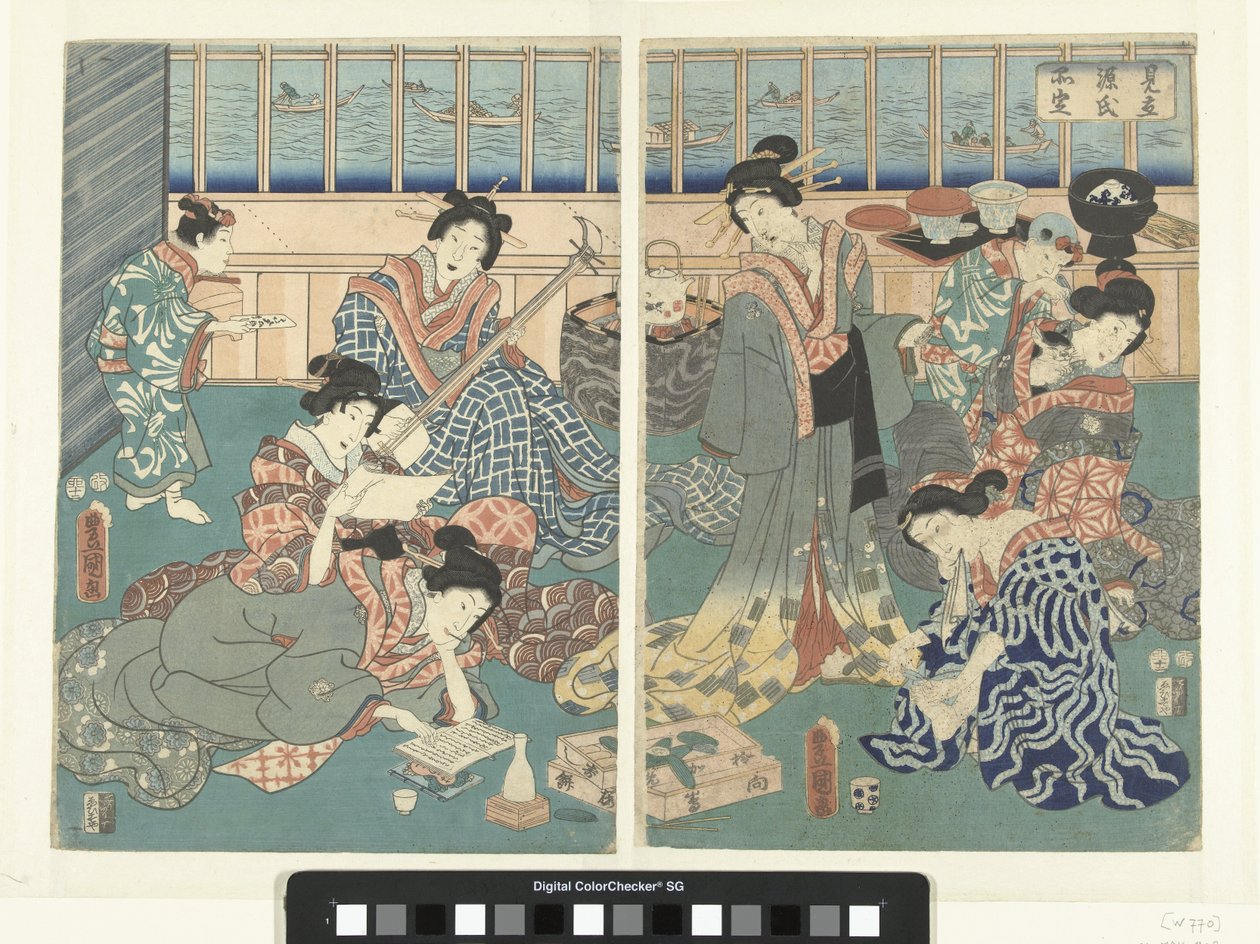 En samtida version av Genji-berättelsen Mitate Genji Shinasadame (titel på objekt) av Utagawa Kunisada (I)