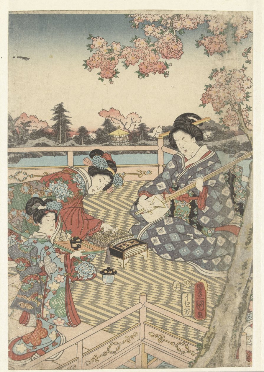 En vårbankett för den östra Genji Azuma Genji hana ingen yuen av Utagawa Kunisada (I)