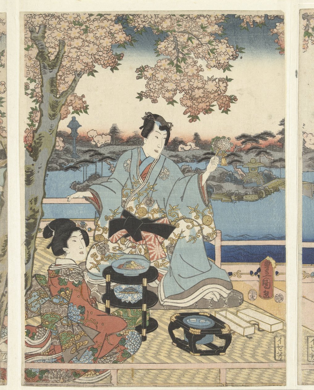 En vårbankett för den östra Genji Azuma Genji hana ingen yuen av Utagawa Kunisada (I)