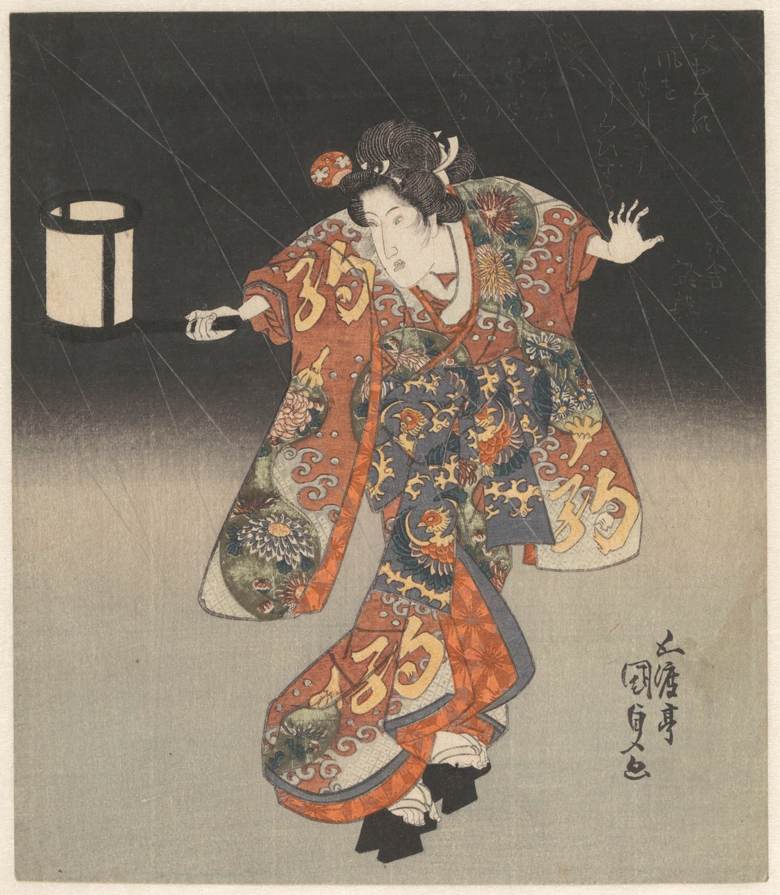 Kisegawa med lykta i regnet av Utagawa Kunisada (I)