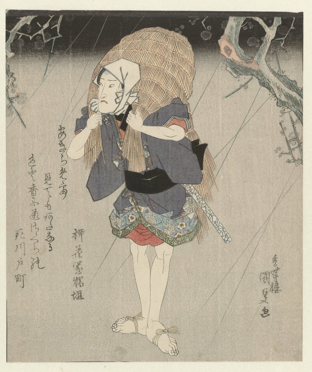 Man i halmregnrock av Utagawa Kunisada (I)
