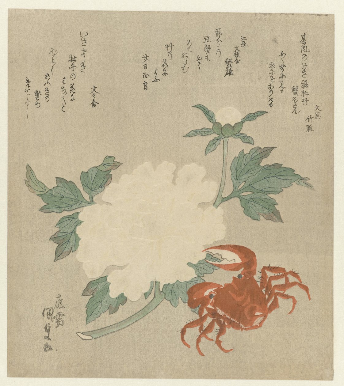 Pion med krabba av Utagawa Kunisada (I)