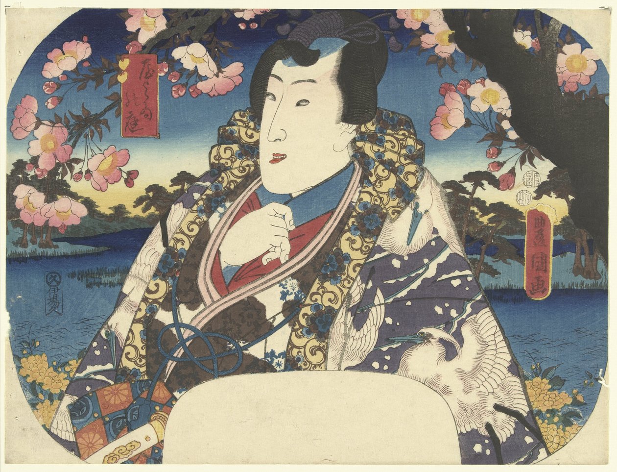 Prins Genji med körsbärsblom av Utagawa Kunisada (I)