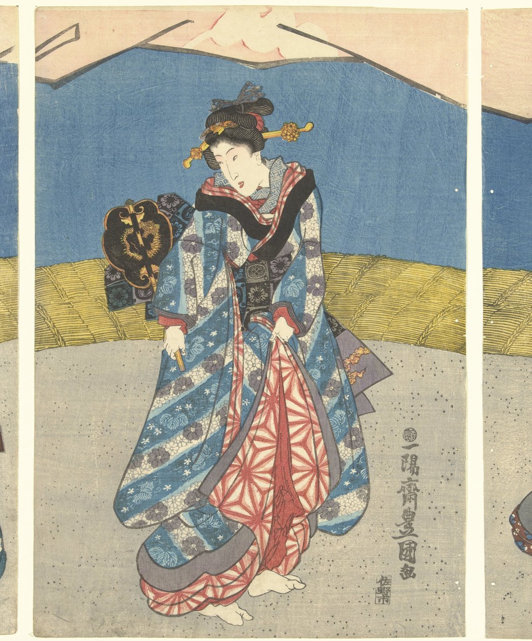 Skönheter vid en tuppkamp av Utagawa Kunisada (I)