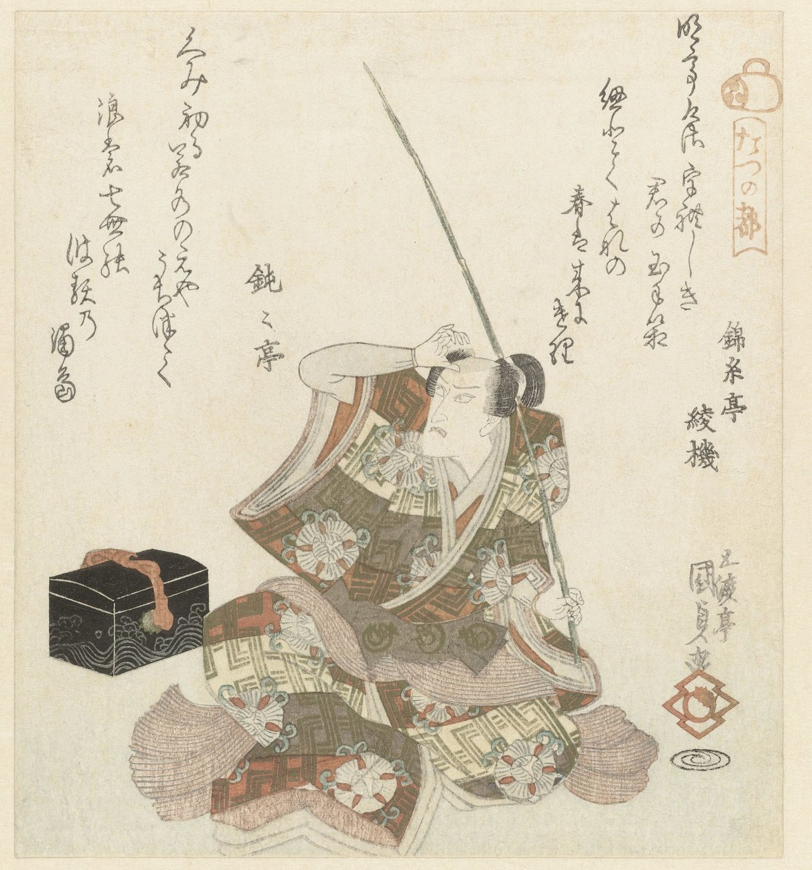 Sittande Man Med Fiskespö av Utagawa Kunisada (I)