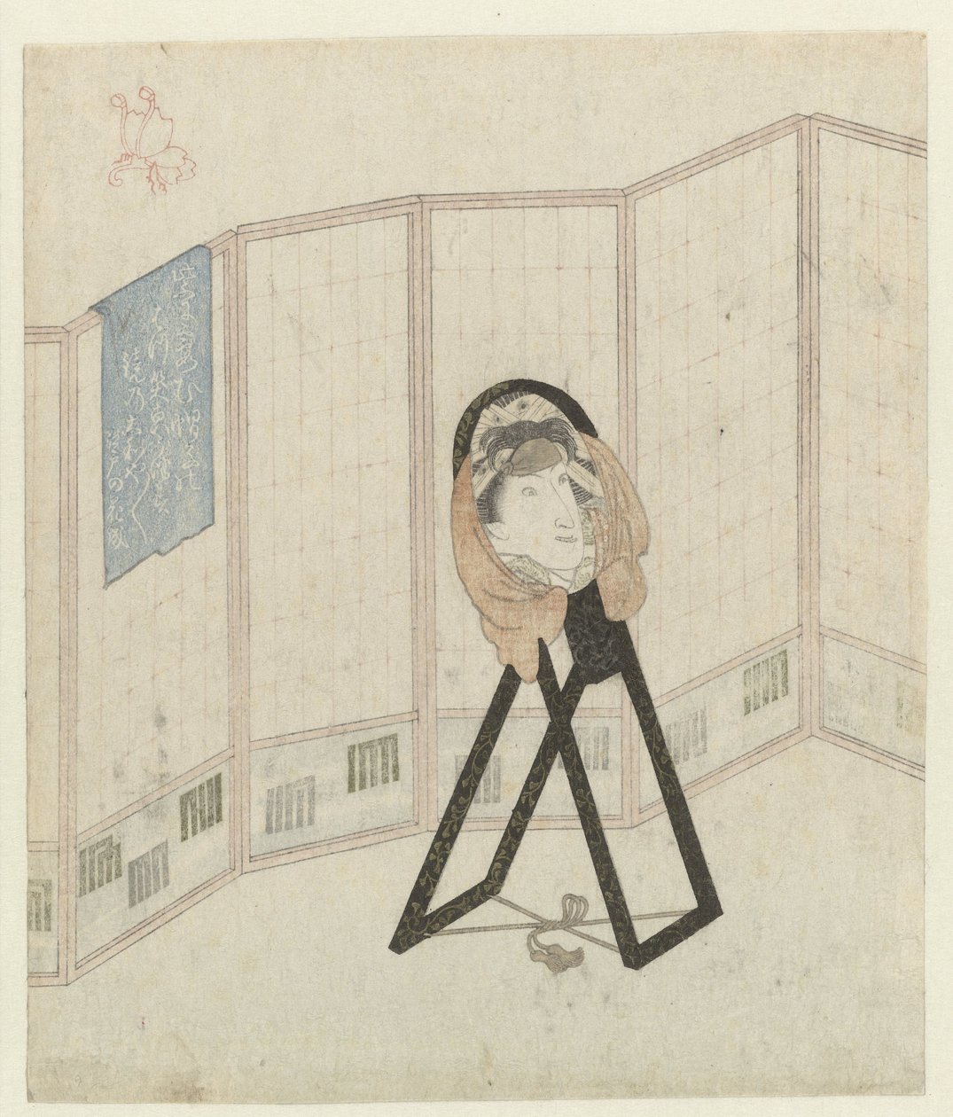 Spegel vid rumsavdelare av Utagawa Kunisada (I)