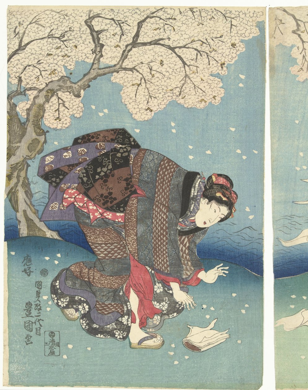 Stormig dag på Sumidafloden Eight Views of Edo (serietitel) av Utagawa Kunisada (I)