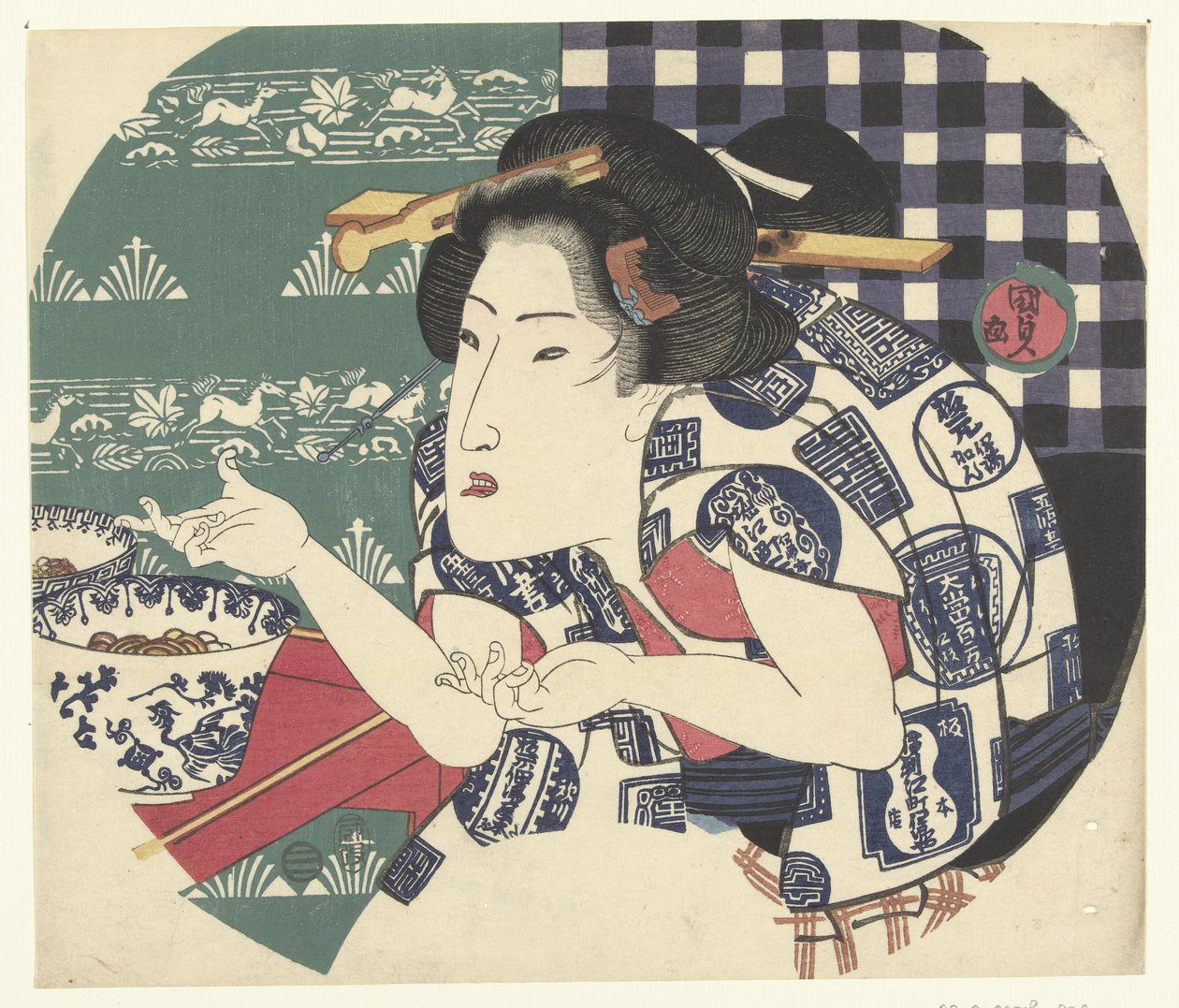 Udon restaurang av Utagawa Kunisada (I)