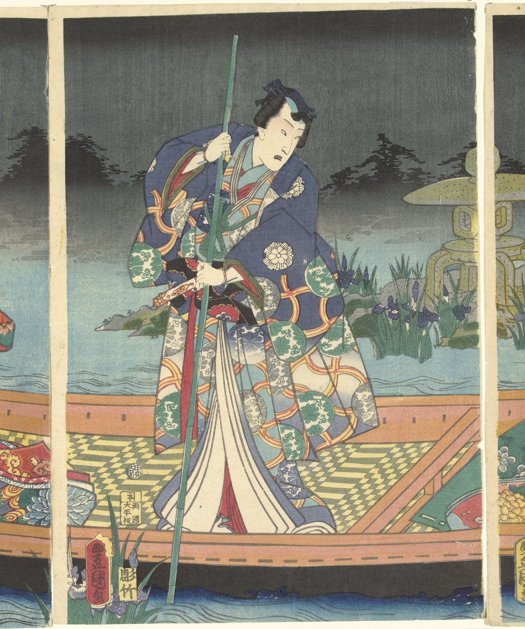 Fiendens vågor närmar sig den moderna prinsen Genji av Utagawa Kunisada (I)