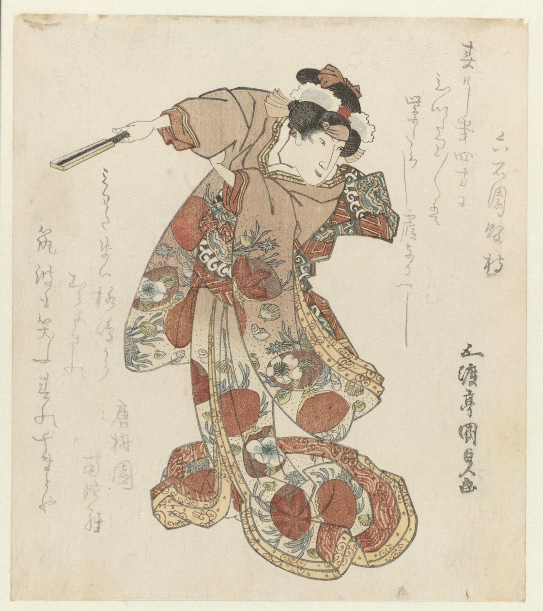 Kvinna med fläkt i handen av Utagawa Kunisada (I)
