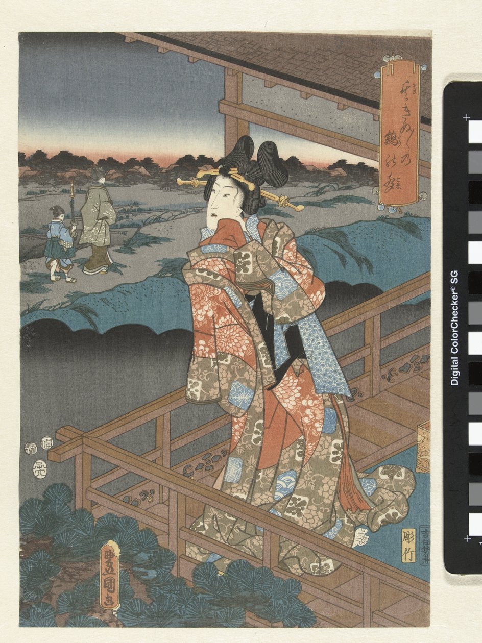 Kvinna på balkongen av Utagawa Kunisada (I)