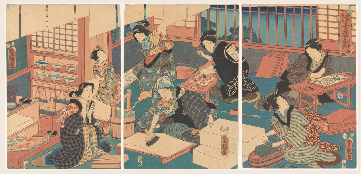 Kvinnor gör bilder av Utagawa Kunisada (I)