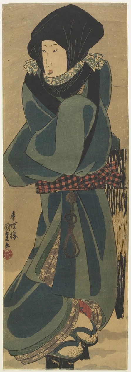 (Kvinna i kappa och huva), ca 1830-1844 av Utagawa Kunisada