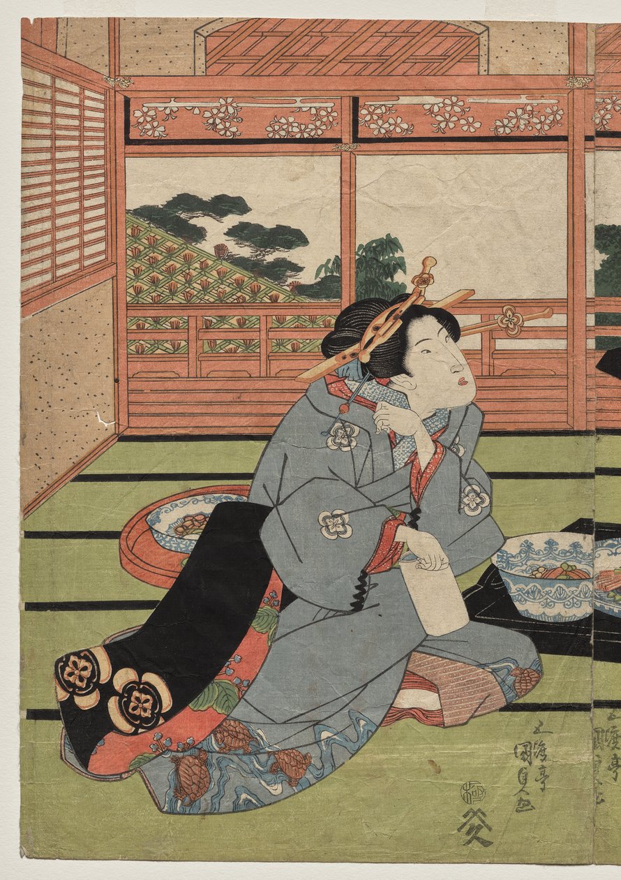 Utsikt över det stora nya rummet på Sakurai av Utagawa Kunisada