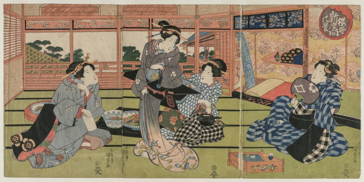 En utsikt över det stora nya rummet på Sakurai, tidigt eller mitten av 1830-talet. av Utagawa Kunisada