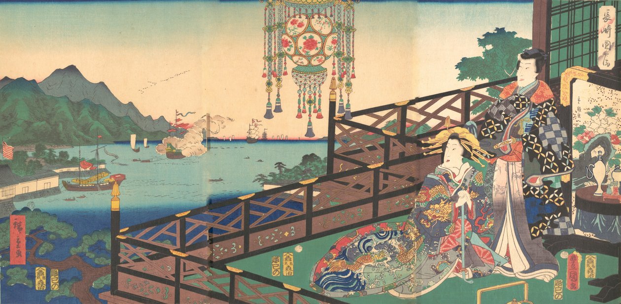 Mr. Hikaru Tei Maruyama P Wrestling CT från Nagasaki Nagasaki Dejima, 3:e m. . . , 3:e porten, 1861. av Utagawa Kunisada