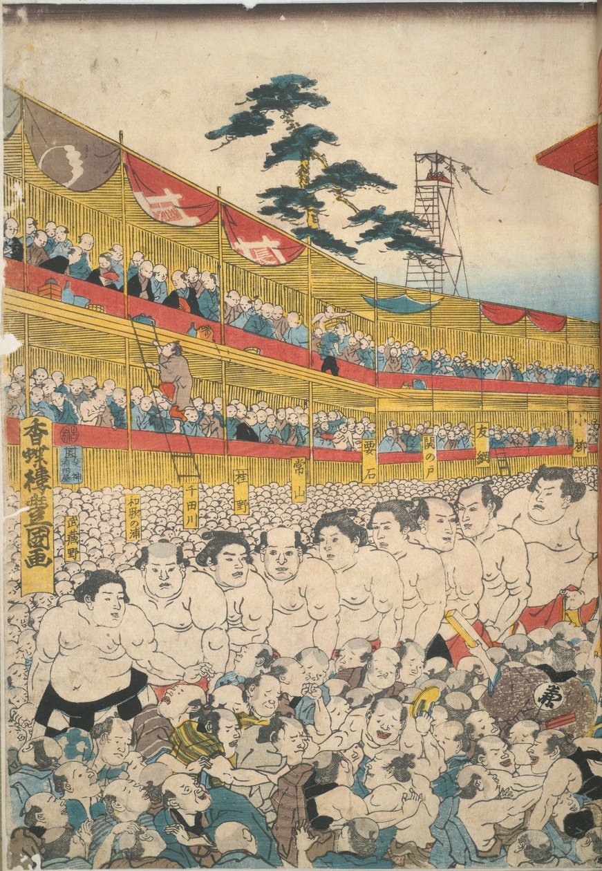 Bilder från den stora sumofestivalen av Utagawa Kunisada